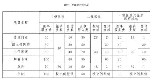 医事服务费一览表 医事服务费一览表